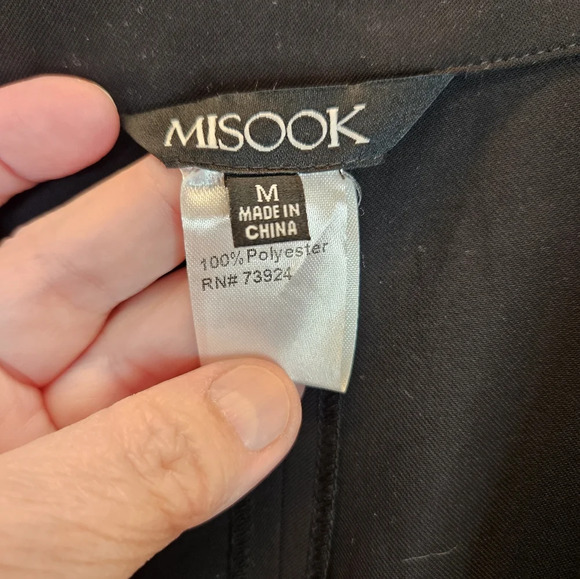 Misook Black Crepe Side Zip & Button Straight Leg Casual To Dressy Pants Sz M. - Picture 10 of 11
